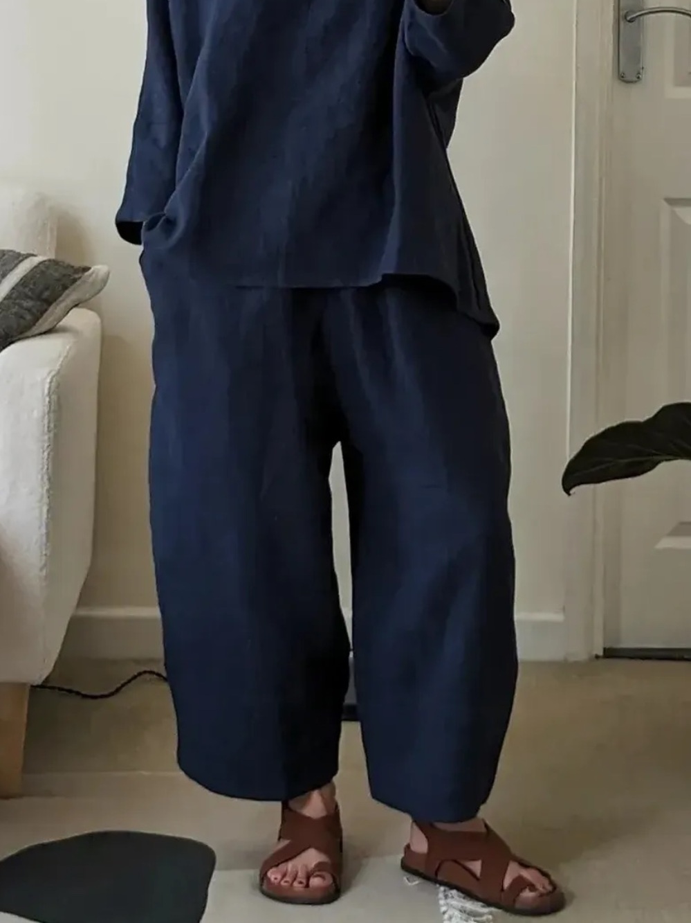 Calm Amongst The Chaos Indigo Linen Jackson Pant